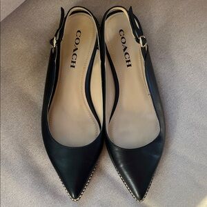 Coach Black Pointed Slingback Heels